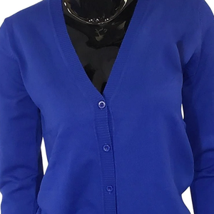 Cardigan en cachemire épais bleu pour femme ZPB – Pull d'hiver à col en V, tricot basique, style personnalisé avec poches, chaud et tendance - Product Image 4