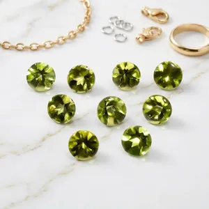 Pierre de péridot verte naturelle de haute qualité 10 mm - Pierre précieuse facettée de luxe AAA pour bijoux personnalisés DIY, articles pour colliers 4 mm - Product Image 3