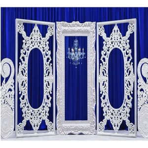 Contemporary Wedding Reception Stage <b>Frames</b> Dream Wedding Stage <b>Backdrop</b> <b>Frames</b> Decor White Theme Wedding <b>Backdrop</b> <b>Frame</b> Setup - Product Image 1