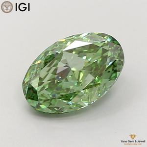 เพชรทรงรี สำหรับจี้สุดหรู สีเขียวสดใส ระดับความสะอาด VS2 น้ำหนัก 5.00 กะรัต พร้อมใบรับรอง IGI เพชร CVD ที่เพาะเลี้ยงในห้องปฏิบัติการ - Product Image 1