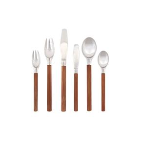 Juego de Cubiertos de Acero Inoxidable de Alta Calidad con Mango de Bambú, Diseño Moderno, Cubertería Ecológica para Restaurante y Hogar - Product Image 1