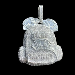 Collar llamativo de moissanita plateada con colgante Iced Backpack de 50mm, joyería Hip Hop en tonos blanco, amarillo y rosa, joyería Iced Backpack - Product Image 2