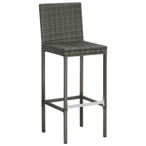 Set di 4 Sgabelli da Bar Alti in Polyrattan Grigio per Arredamento da Esterno - Product Image 3