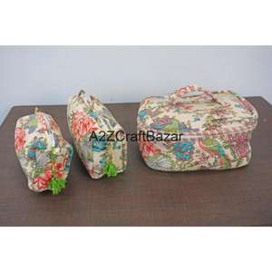 Nouvel Arrivage – Trousse de Toilette et de Maquillage en Coton Pur, Faite Main, Rayée, avec Fermeture Éclair, pour Voyage et Quiltage – Vente en Gros - Product Image 1