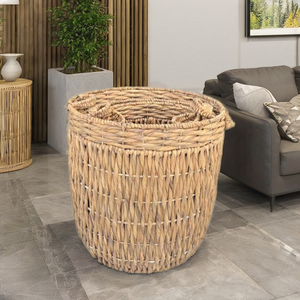 Ensemble de 3 paniers de rangement en jacinthe d'eau tressés à la main – Bacs à linge et à serviettes écologiques pour la maison et l'hôtellerie - Product Image 1