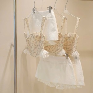 Fashionable Vintage Floral Sleeveless <b>Corset</b> <b>Top</b> <b>and</b> Mini <b>Skirt</b> Two Piece Set for Women Daily Wear Polyester/Cotton Summer - Product Image 2