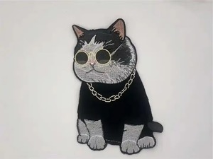 Cool <b>Cat</b> Embroidered Iron-On Patch Nonwoven Felt Applique Gift Decor - Product Image 2