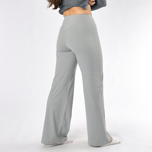 High Waist Seamless <b>Flared</b> Leg Yoga Pants Solid Color Full Length Spandex Polyester Women's <b>Leggings</b> - Product Image 4