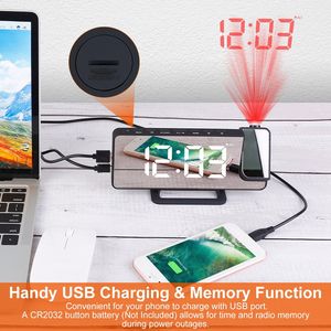 Réveil numérique LED avec 6 niveaux de luminosité, miroir de 7,7 pouces et double alarme, fonction snooze, horloge de table intelligente à projection - Product Image 6