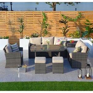 Set Divano Sezionale da Esterno in Rattan PE a 7 Pezzi con Cuscini per Giardino - Product Image 2
