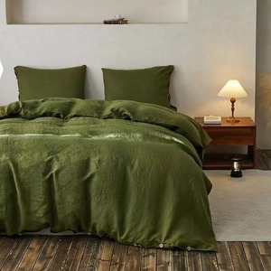 Quilted Linen Comforter Set Solid Gray <b>Bedding</b> with Button Detail Pillow Shams Comforter Sets - Product Image 5