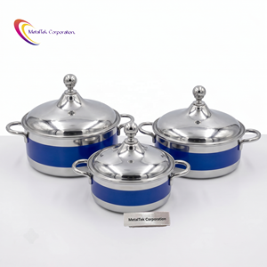 Ensemble de casseroles isothermes en acier premium, chauffe-plats, plat de service avec élégante bande bleue, poignées durables, couvercle, idéal pour la vente en gros - Product Image 1