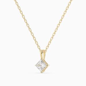 <b>Solid</b> Gold Princess Cut Lab Grown Diamond Solitaire <b>Necklace</b> Diamond Pendant for Daily Wear Ethical Luxury Jewelry Gift - Product Image 5