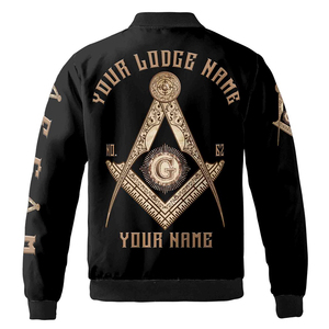 Unisex High Quality Custom Made 2026 Bomber Jacket Custom Name <b>Temple</b> Shriners Ancient Freemason Noble Waterproof Zipper S-5XL - Product Image 3