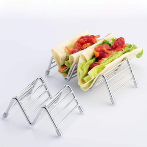 New Arrival Kitchenware Supplies Double Sauce Dish <b>Taco</b> <b>Stand</b> with Stainless Steel <b>Taco</b> Shell Holders Plate Type - Product Image 4