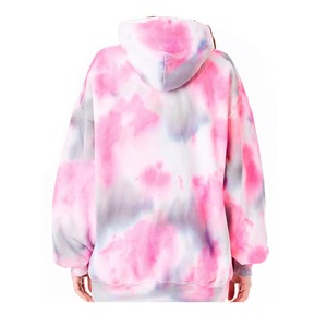 เสื้อฮู้ดดี้ผู้หญิงไซส์ใหญ่ สีชมพูพิมพ์ลายมัดย้อม ผ้าฝ้ายเฟรนช์เทอร์รี่ แบบสวม มีกระเป๋าจิงโจ้ สีพาสเทล รับผลิตตามแบบ (OEM) ขายส่ง - Product Image 5