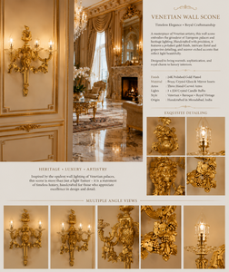 Statement Venetian Baroque Luxury Wall <b>Sconce</b> Decorative Wall <b>Light</b> with Elaborate Ornamental Mirror Detailing, Decorative Brass - Product Image 3