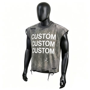 Men Cream Graphic <b>Sleeveless</b> Tank <b>Top</b> Studded Detail Custom Printed Streetwear Casual Summer Fashion Wear - Product Image 1