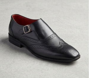 Zapatos de Vestir Asken Atelier Monk Strap para Hombre, Negros, de Cuero Genuino, Punta Puntiaguda, Cierre con Hebilla, Cómodos, Antideslizantes, Flexibles y a la Moda - Product Image 1
