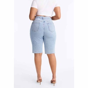 Women's Casual Sporty High <b>Waist</b> <b>Jeans</b> Shorts Breathable Loose Denim with <b>Elastic</b> <b>Waist</b> Hot Pattern Summer Leg Style - Product Image 5