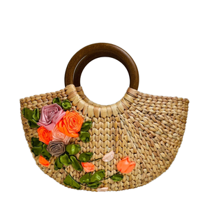 Eco-Friendly Large Straw Bag Handmade Designer <b>Ladies</b> Beach Tote New Arrival Women's Wristlets Handwoven Water Hyacinth Craft - Product Image 6