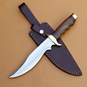 Cuchillo Bowie hecho a mano de acero D2: mango de madera y funda de cuero - Product Image 4