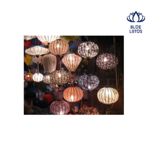 Lanternes rondes en bambou et plastique BLUE LOTOS pour l'extérieur, NOUVELLE ARRIVÉE, décorations lumineuses pour adultes pour le Nouvel An chinois - Product Image 1