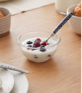 Ensemble de couverts modernes en acier inoxydable, 4 pièces, avec manches à motifs bleus, compatibles lave-vaisselle, pour table à manger - Product Image 6