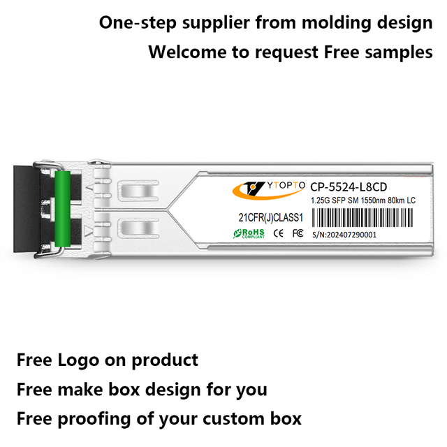 YTOPTO 1.25G SFP SM 1550nm Dual Fiber Optic Transceivers Module 20km 40km 80km 100km LC/SC Connector DDM,For AI Data Center,CE