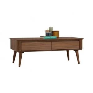 Elegant Durable Portable <b>Walnut</b> Veneer Rectangular Dover <b>Coffee</b> <b>Table</b> Malaysian Oak Legs Easy Assembly for Modern Living Room - Product Image 2