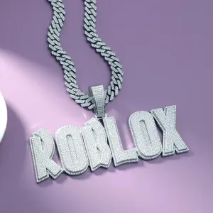 Pendentif Lettre Roblox en Argent 925 Plaqué Rhodium, Forme Pointe, Style Hip-Hop, Breloque Unisexe - Product Image 2