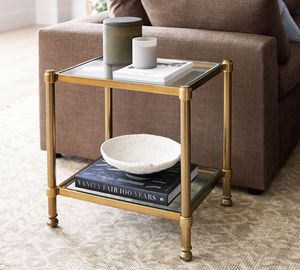 End <b>Table</b>, 2-Tier Beside <b>Table</b> with Mesh Shelf, Sofa <b>Side</b> <b>Table</b> with Tempered Glass Top,for Bedroom, Living Room, - Product Image 1
