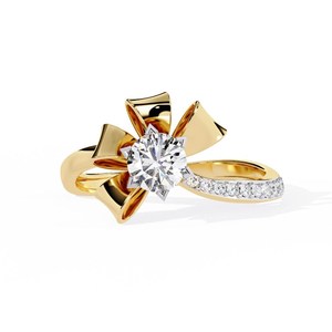 Unique Design Round Cut Moissanite Bow Shank <b>Ring</b> For Women's 925 Silver With Rhodium Fine Surprise Gift For Lovers Charm - Product Image 2