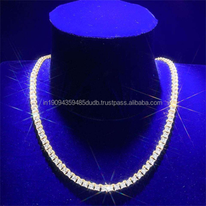 Fine 925 Sterling Silver <b>Tennis</b> <b>Necklace</b> Featuring Princess Cut Lab Grown Diamond Stones For Upscale Fashion Jewelry - Product Image 1
