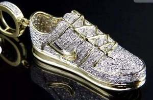 จี้และเครื่องประดับรูปรองเท้าทรงฮิปฮอปแฟชั่นสำหรับคนรักกีฬา ทำจากเงินแท้ 925 ชุบทอง 14K ประดับด้วยมอยส์ซาไนต์ - Product Image 4