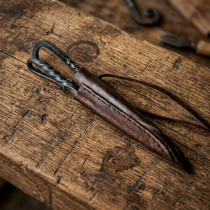 Couteau à lame fixe médiéval forgé à la main en acier au carbone, couteau de chasse et de camping pour la survie en forêt, avec étui en cuir, logo personnalisé OEM - Product Image 3