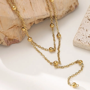 Collar de borlas geométricas para mujer con cadena de cable de acero de titanio electrochapado - Product Image 2