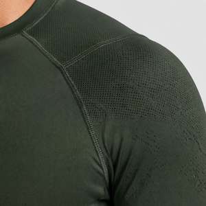 Chemise décontractée élégante à manches courtes et col en V pour homme, gris foncé, à compression, séchage rapide, en maille sergé Spandex/Nylon, idéale pour l'été - Product Image 2