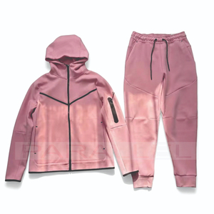 Stitched Zip Hoodie Baggy Track <b>Pants</b> Set Men Tracksuits Custom Heavyweight Fleece 2PC Casual Breathable - Product Image 3