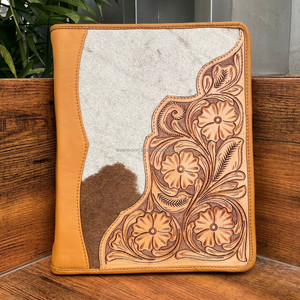 Carpeta de conferencia de cuero con herramientas manuales de alta calidad para negocios ejecutivos, organizador de documentos A4, carpetas de tres anillos de cuero de vaca - Product Image 2