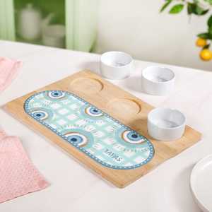 Bandeja Moderna de Madera para Servir Postres con Tazón, Acabado Artesanal Premium Hecho a Mano, Plato Multiusos para Comer - Product Image 4