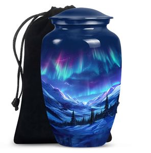 Urne funéraire en aluminium à deux compartiments pour cendres humaines, taille adulte - Urne de crémation en métal à sections séparées - Couvercle amovible, vase commémoratif pour funérailles - Product Image 6