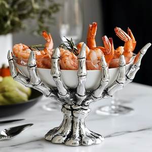 <b>Halloween</b> Skeleton Hands Metal Wire Fruit <b>Bowl</b> Antique Gold <b>Candy</b> Dish Gothic Bread Basket Party Table Centers - Product Image 6