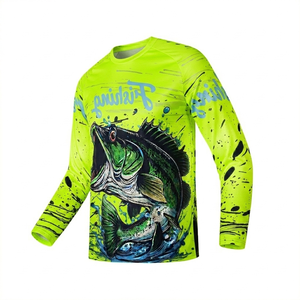 Vêtements unisexes, performance, logo imprimé par transfert thermique sur le devant, séchage rapide, UPF 35, 100% polyester, chemises de pêche à manches longues, jersey - Product Image 1