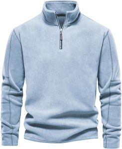 Suéter de Invierno con Cuello Alto y Cierre de Cremallera, Ajustado, para Hombre, Estampado, 100% Algodón, Forro Polar, Impermeable y Cortavientos - Product Image 2