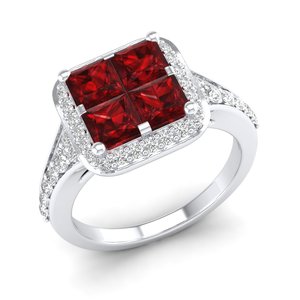 Bagues en argent sterling 925 avec pierres précieuses grenat et moissanite certifiées GRA, prix de gros REYES, bijoux fins pour femmes - Product Image 2