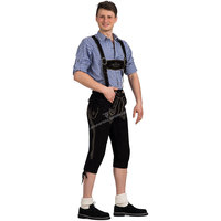 Lederhosen Tradicionales Bávaros para Hombre, Cortos, por Debajo de la Rodilla, con Tirantes, Bordados, de Cintura Alta, de Cuero Genuino de Vaca y Ante