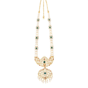 Jewelemarket Ensemble de collier long élégant en pierres autrichiennes et perles, bijoux fins en diamant américain pour occasions nuptiales - 10575582GR - Product Image 2