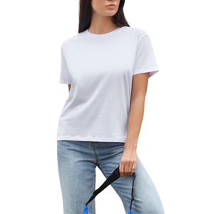 T-shirt décontracté streetwear pour femme, coupe classique, 100% coton, col rond, manches courtes, maille respirante, écologique, style urbain, été - Product Image 1