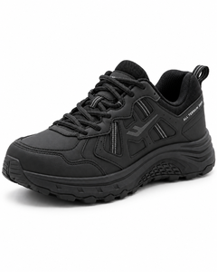 Chaussures de randonnée tout-terrain pour hommes, légères, respirantes, hiver, noires, à lacets, dessus en PU, semelle extérieure en caoutchouc, doublure en mesh - Product Image 5